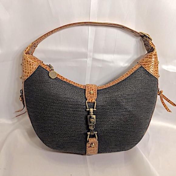 ERIC JAVITS BLACK & BROWN SHOULDER BAG